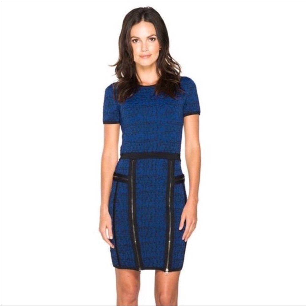 Marchesa Zip Dress in Navy/Black